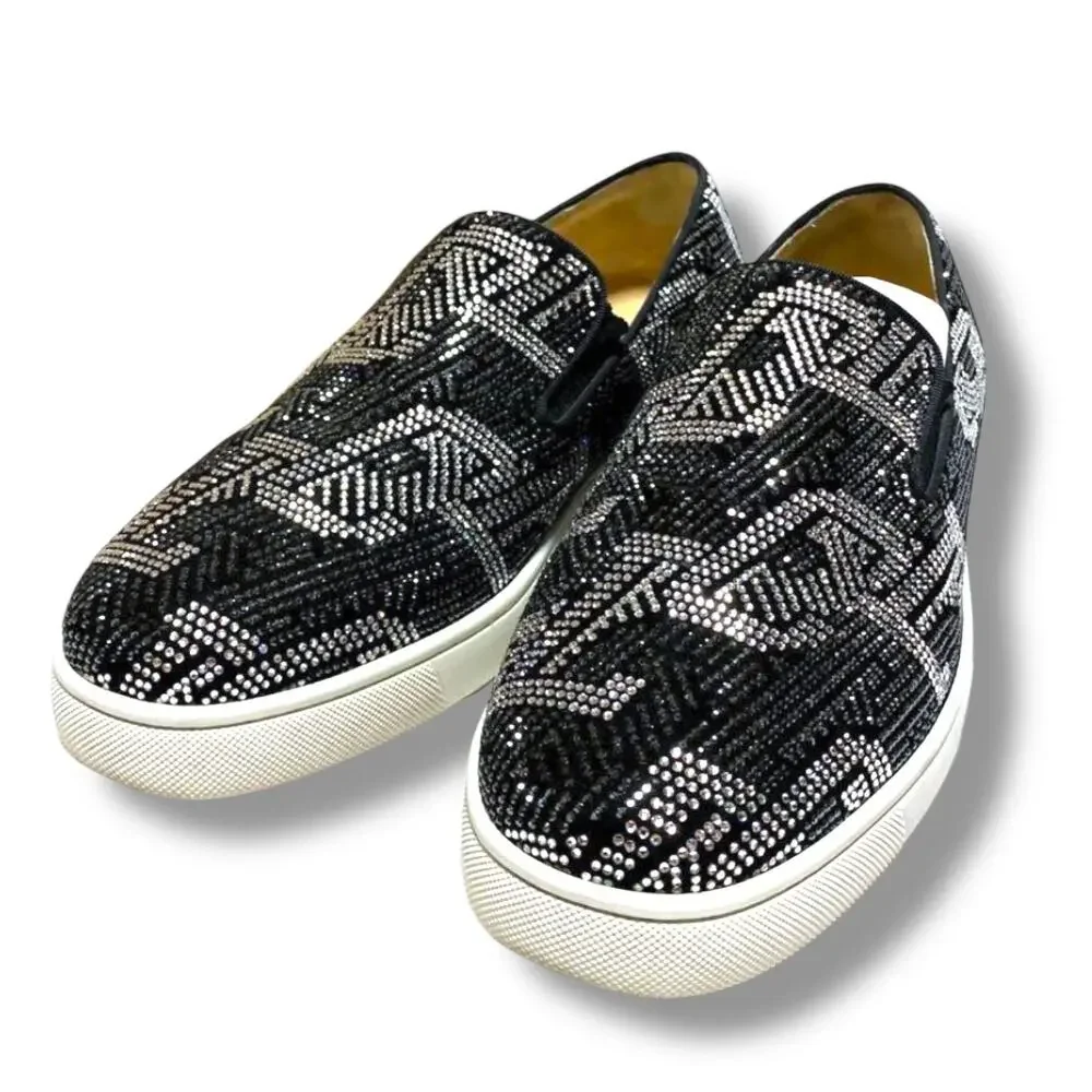 Christian Louboutin Rollerboat Studded Strass Pik Boat Shoes Size 40.5 7.5